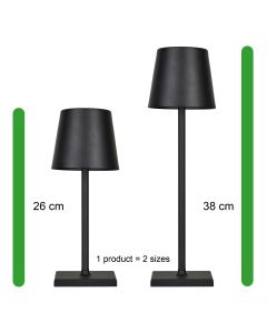 Bailey LED Tafellamp Charge&Go Zwart 3.5W 2700K 210lm IP54 Staploos dimbaar Oplaadbaar USB-C 5V DC 380x105mm Anti-slip sokkel