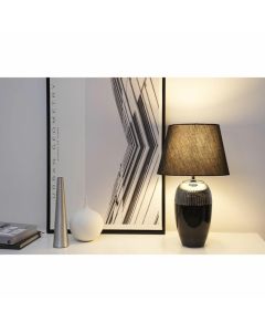 Pauleen Tafellamp Midnight Beauty – Keramiek & Textiel | E27 | Zwart/Zilver