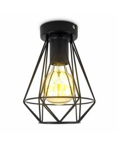 B.K.Licht Plafondlamp Zwart Metaal Ø16.5cm excl. E27 lichtbron