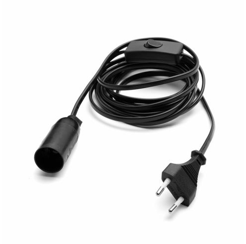 kwmobile E14 fitting met schakelaar - Lampfitting met snoer en stekker - E14 fitting set met 3,5 meter netsnoer - Zwart