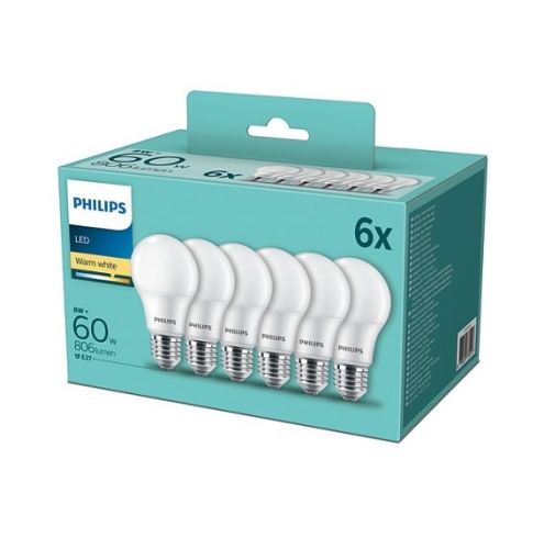 Emulatie vriendelijke groet Graden Celsius 6 stuks Philips LED lamp E27 8W 2700K Mat Niet dimbaar | SameLight.nl