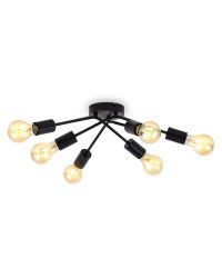 B.K.Licht Retro plafondlamp 6-lichts E27 Ø55cm zwart | Verstelbaar