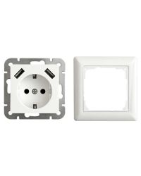 LEDmaxx Inbouw contactdoos zuiver wit met 2x USB 2800mA