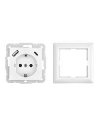 LEDmaxx Inbouw contactdoos zuiver wit met 1x USB-A & 1x USB-C 3500mA