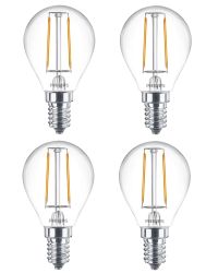 4 stuks Philips LED kogellamp E14 2W 250lm 2700K Helder Niet-Dimbaar P45