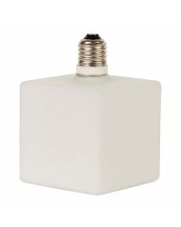 LED lichtbron opaal glas kubus 9x9cm E27 met 3W G9 280lm 3000K lamp