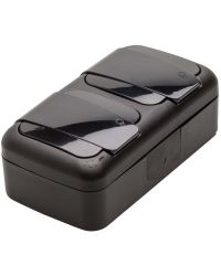 Panasonic opbouw dubbel stopcontact horizontaal zwart IP54