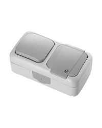 Panasonic opbouw enkele schakelaar & stopcontact horizontaal grijs IP54