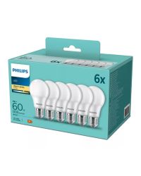 Voordeelpack 6x Philips CorePro LED A60 E27 8W 2700K 806lm mat