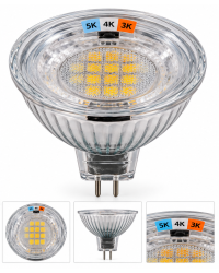 SPL LED MR16 GU5.3 6.5W 500lm 10-15V Dimbaar CCT Switch 3000K/4000K/5000K