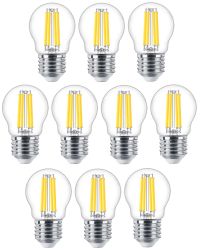 10 stuks Philips LED Kogellamp E27 3.4W 470lm 2700K Helder Dimbaar | Beste kleurweergave