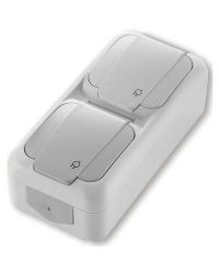 Viko by Panasonic Dubbel opbouwstopcontact IP54 - 2-voudig verticaal, grijs, spatwaterdicht