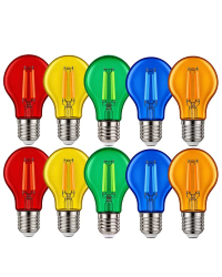 10 stuks LED filament kogellamp A60 E27 3W kunststof - rood geel groen blauw en oranje