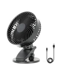 Bureauventilator met Clip - Viento Clip Zwart - USB-oplaadbaar - Kobi Windstar