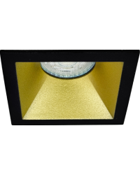 GU10 LED Inbouwspot Armatuur HO Vierkant Zwart-Goud Verdiept Zaagmaat 70x70mm