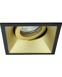 GU10 LED Inbouwspot Armatuur SKE Square Zwart-Goud Kantelbaar Zaagmaat 80mm