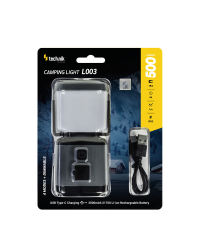 Technik LED Campinglamp 500 Lumen USB-C Oplaadbaar 3 Lichtkleuren Dimbaar 21700 Accu