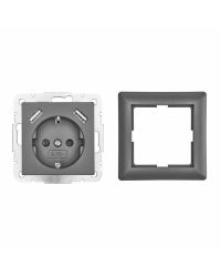 LEDmaxx Inbouw contactdoos antraciet met 2x USB 2800mA