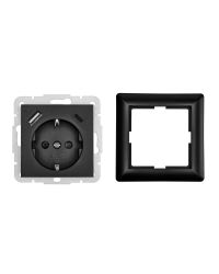 LEDmaxx Inbouw contactdoos zwart met 1x USB-A & 1x USB-C 3500mA