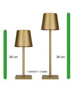 Bailey LED Tafellamp Charge&Go Goud 3.5W 2700K 210lm IP54 Staploos dimbaar Oplaadbaar USB-C 5V DC 380x105mm Anti-slip sokkel