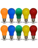 10 stuks LEDmaxx gekleurde LED lampen E27 3W Rood Geel Groen Blauw en Oranje